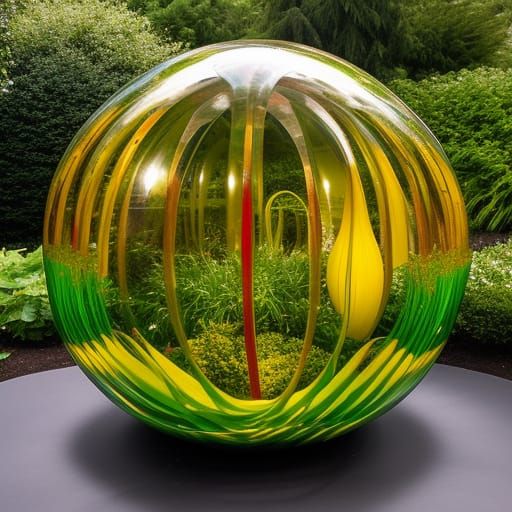 Chihuly-Inspired Glass Art in Botanical Garden