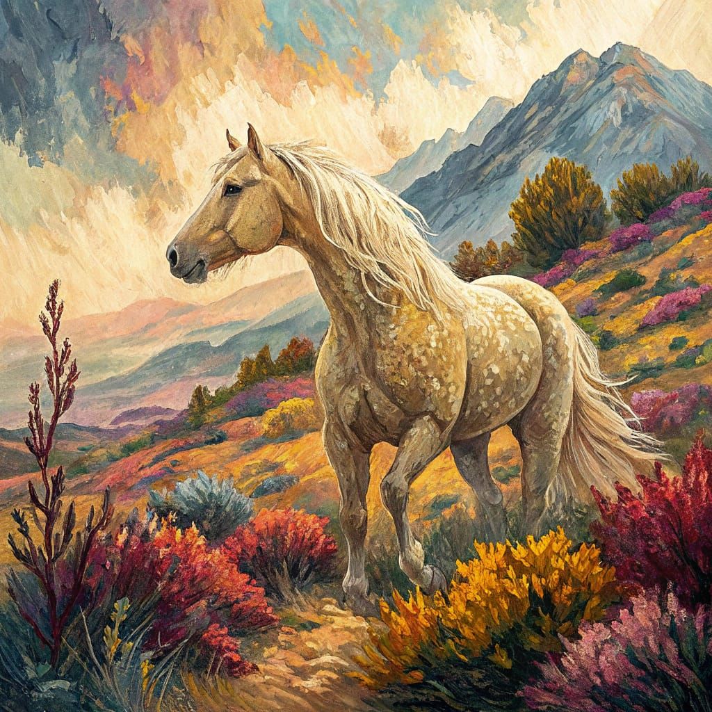 Epic Palomino Horse in Earthly Splendor
