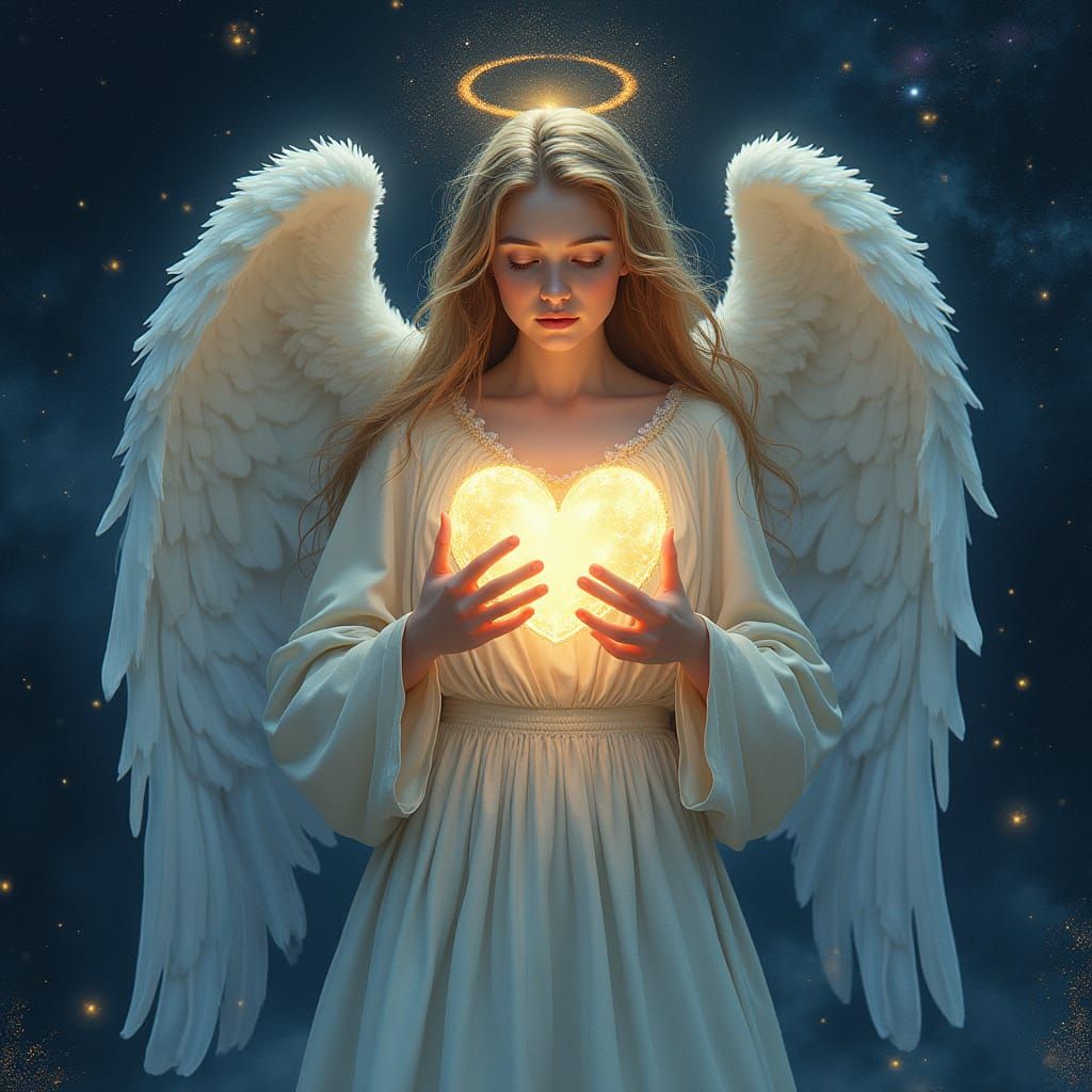 Angelic Heart Radiates Cosmic Energy in a Dreamy, Celestial ...