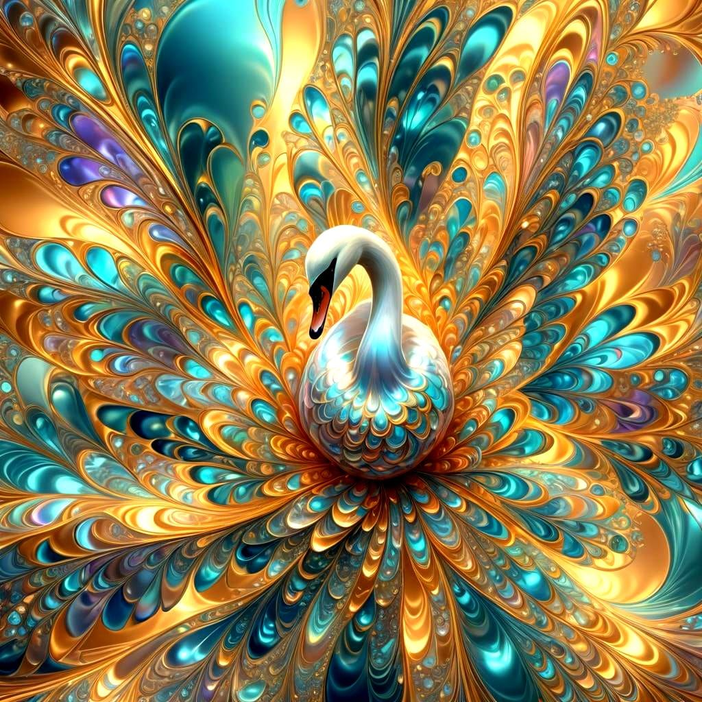 Fractal Swan: Abstract Art in Flight