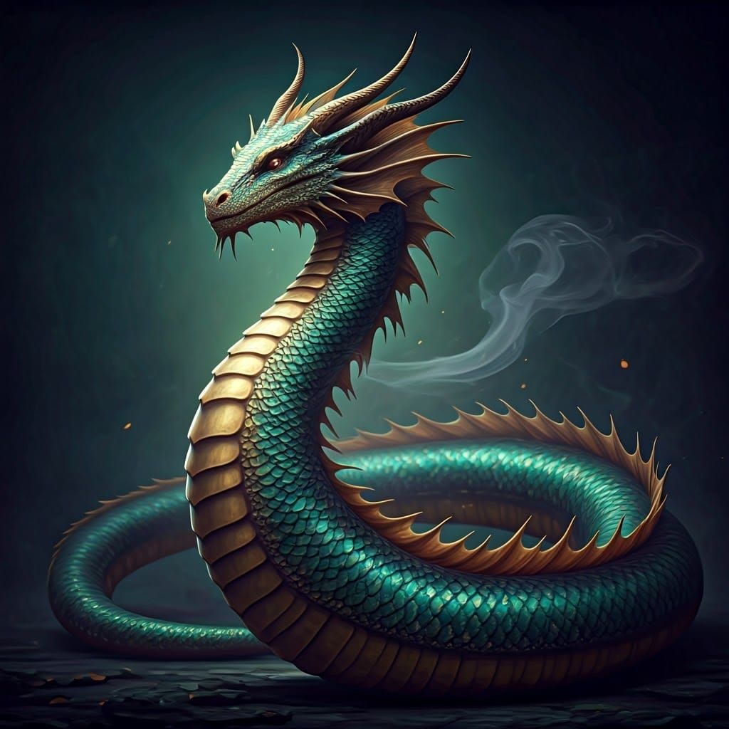 Ethereal Serpentine Dragon with Iridescent Scales and Majest...