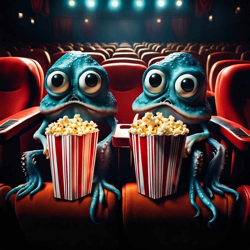 Evil Squid Enjoying Movie Night in Theater