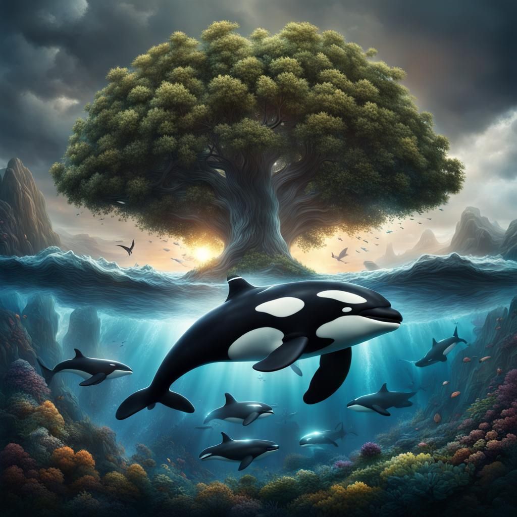 Tree of Life Killer Whale: Digital Matte Painting