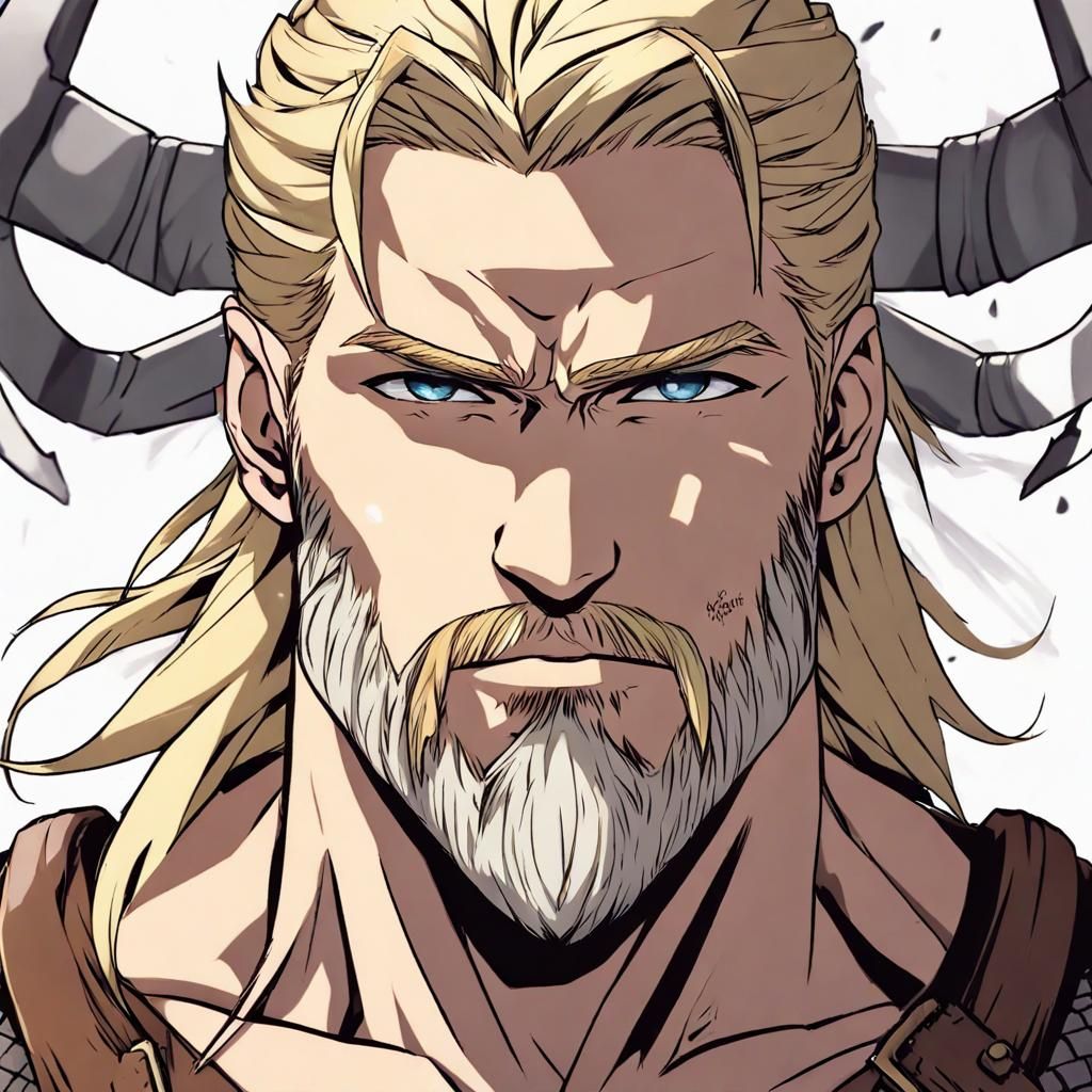 Viking Portrait in Anime Key Visual Style