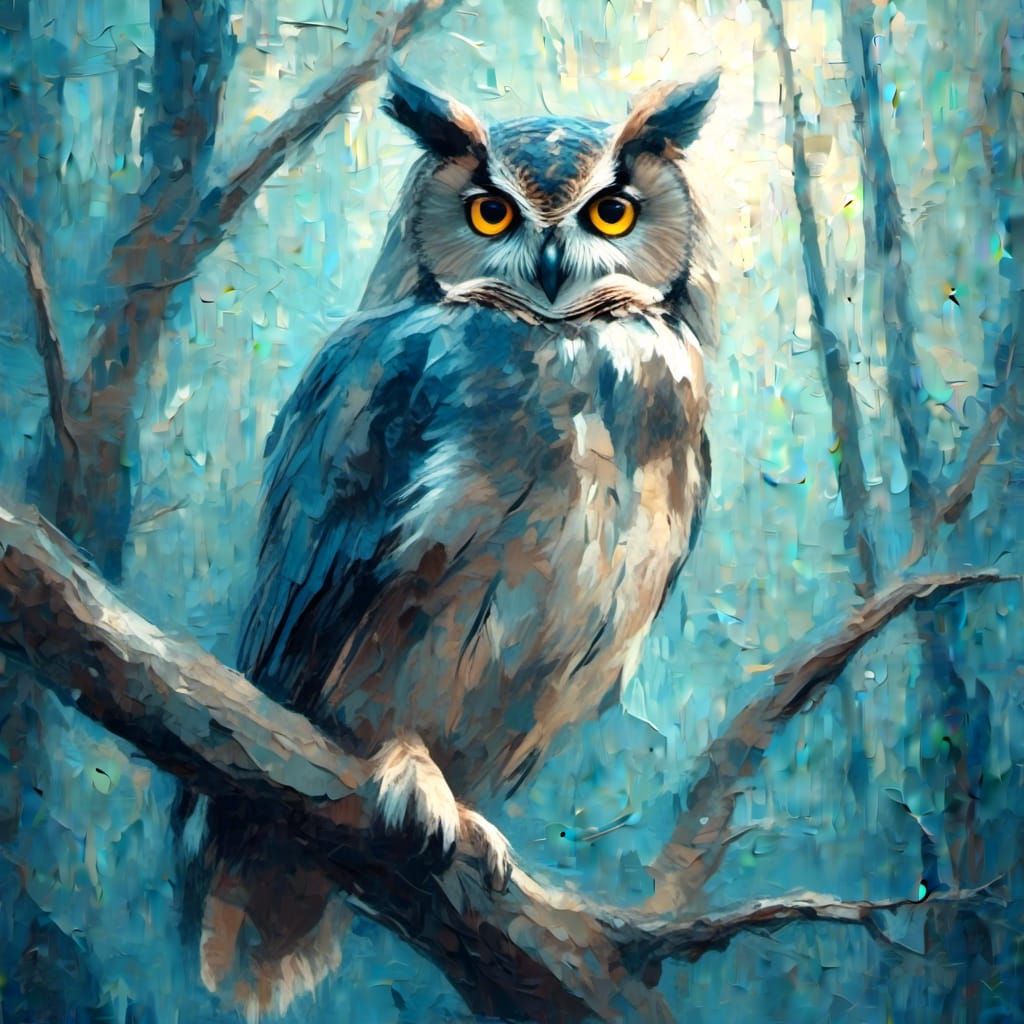 Owl in Moonlit Forest: Low-Poly Art