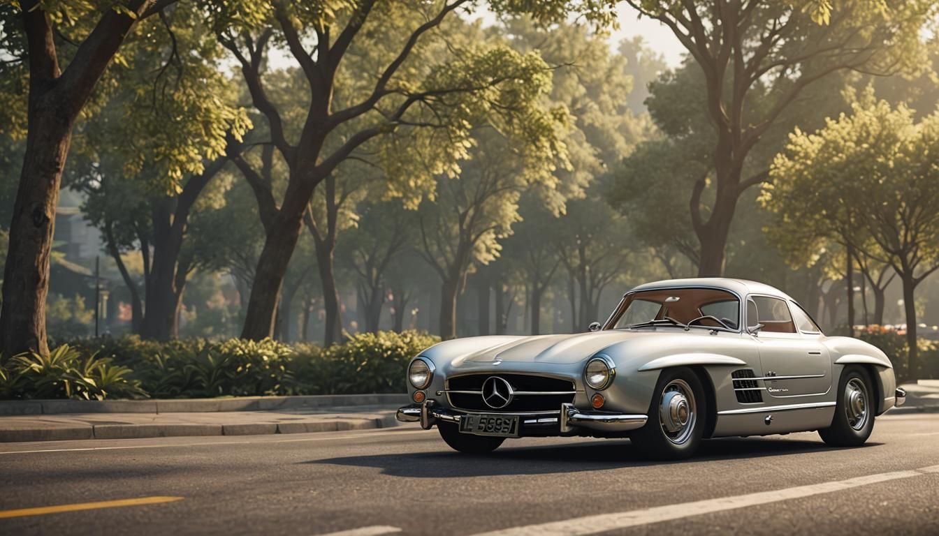 Slammed 1955 Mercedes-Benz 300SL Gullwing in 3D