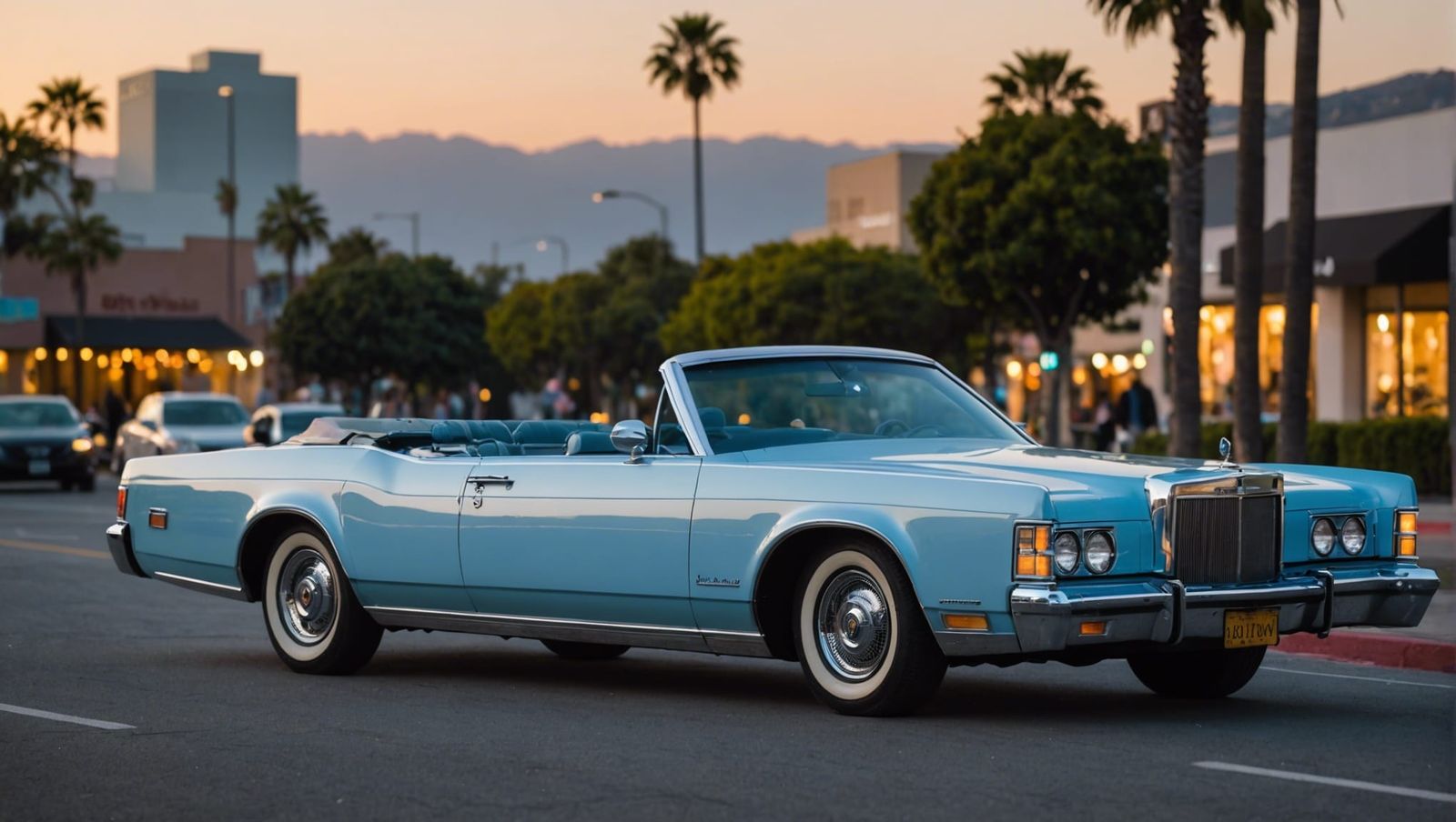Baby Blue Lincoln Continental on Sunset Strip