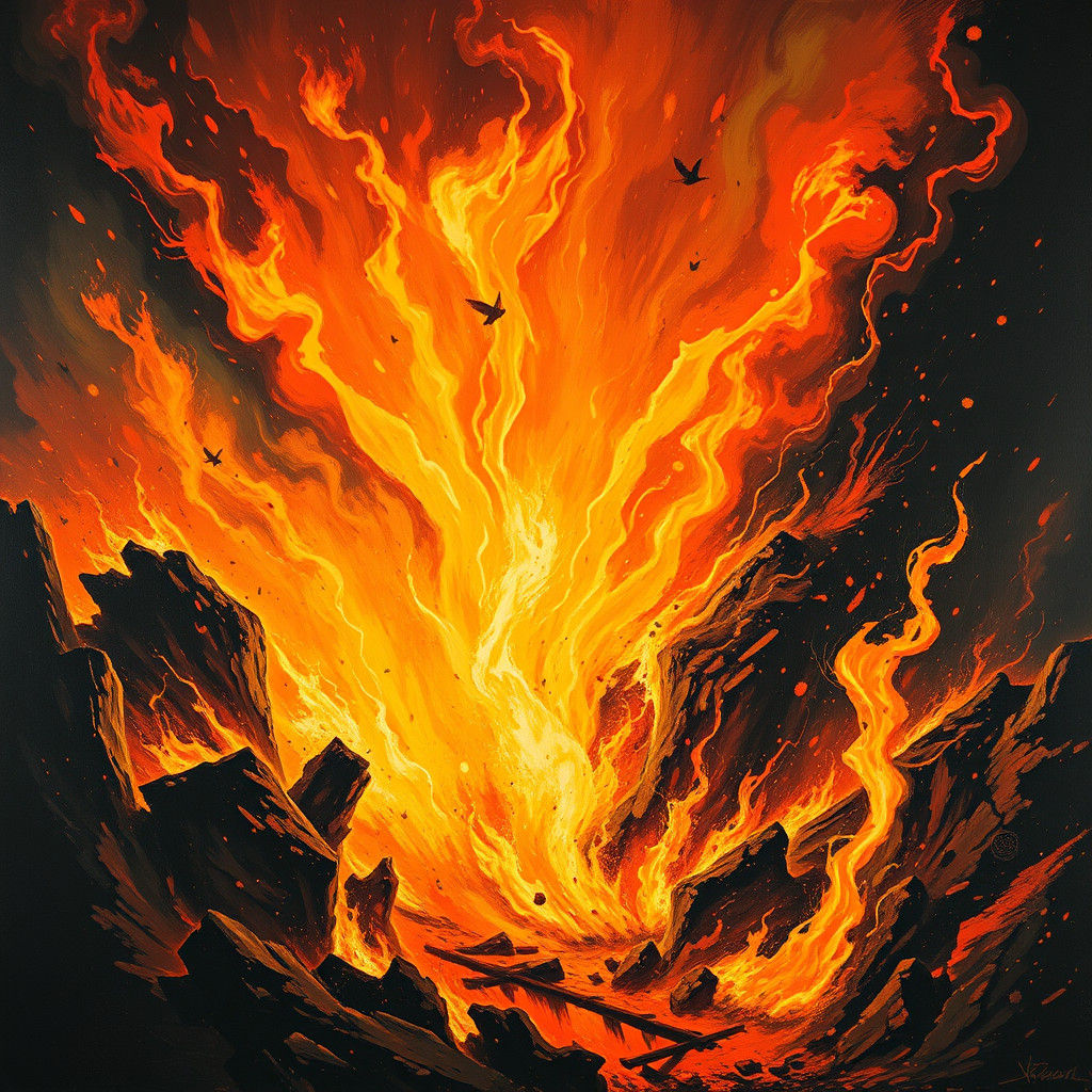Blazing Inferno: An Impressionistic Firestorm