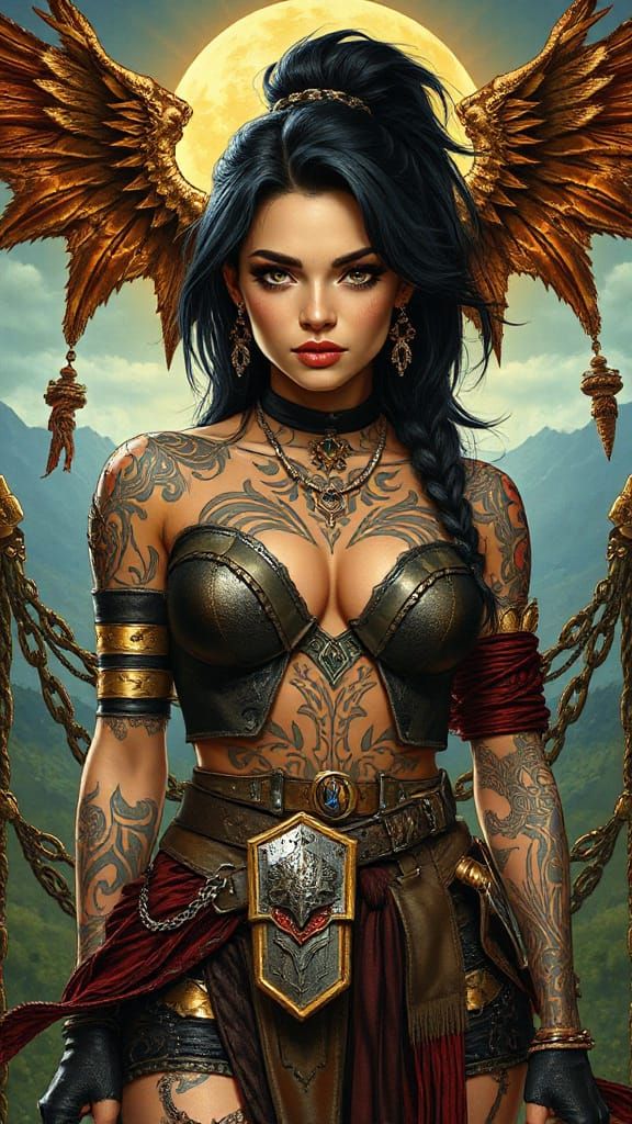 Epic Fantasy Warrior in Tribal Armor