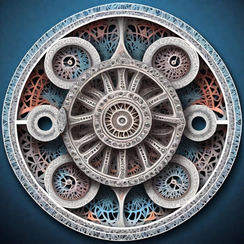 Ophanim Wheels: Abstract Fractal Design with 3D Shading