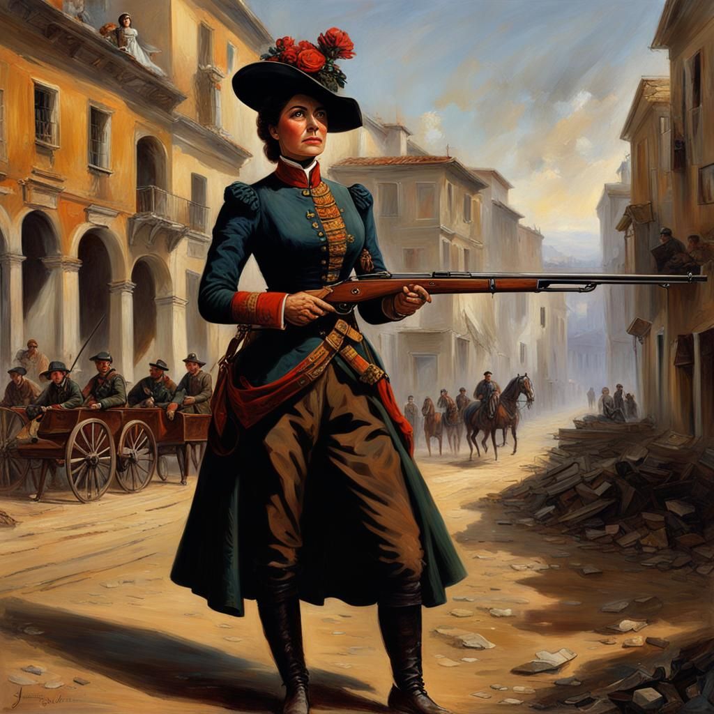 Anita Garibaldi as Risorgimento Heroine: Oil Painting