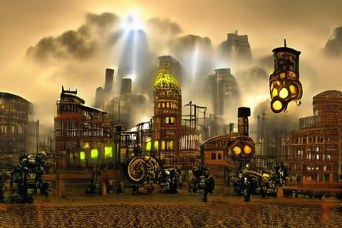 Apocalyptic Steampunk City Digital Painting