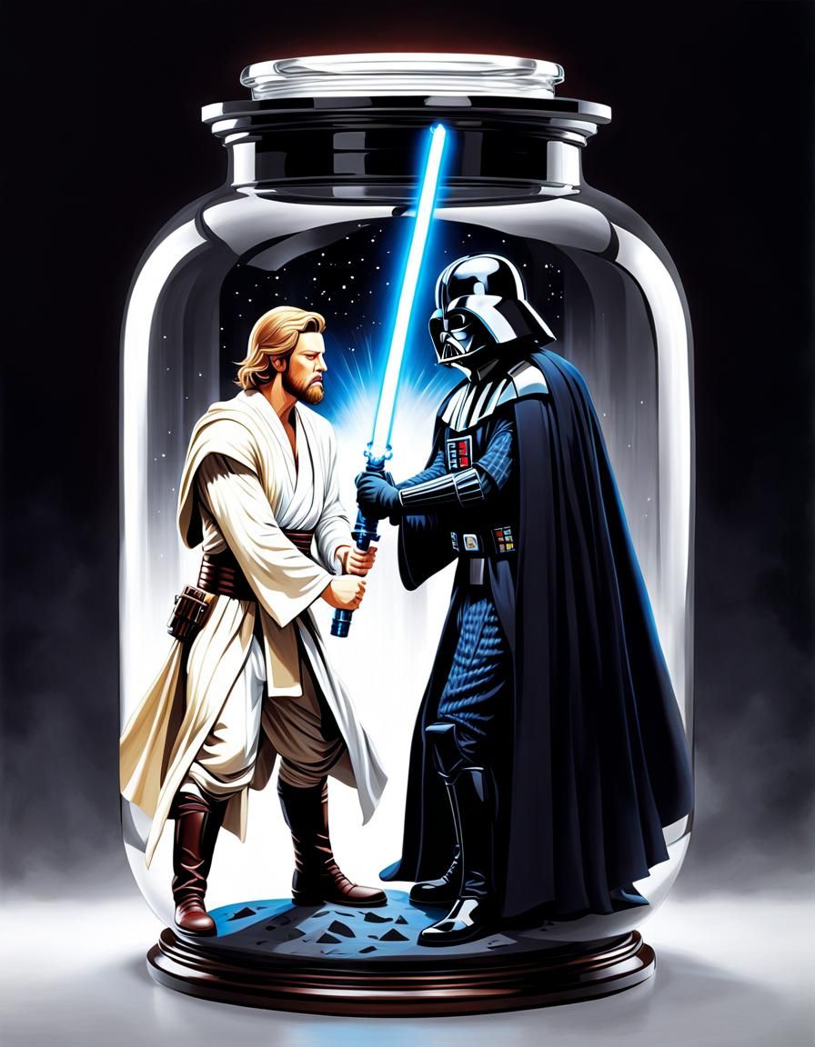 "Jar Wars"  Obi Wan Vs Darth Vader lightsaber battle
