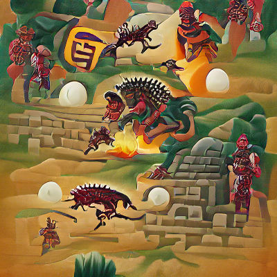 Aztec Dragon Hunt: Vintage Poster Art