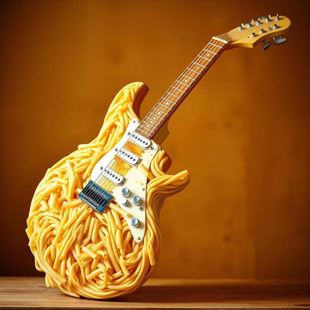 Pasta Electric Guitar in Surrealist Style