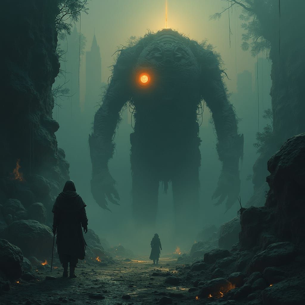 Eerie Horsemen Journey Through Gloomy Forest