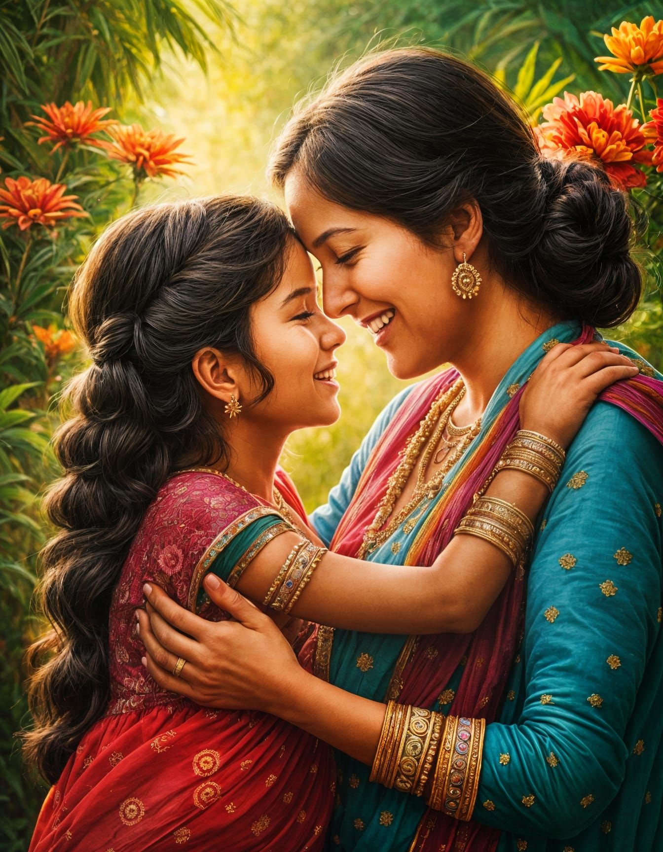 Warm Family Embrace in High Definition Photograph