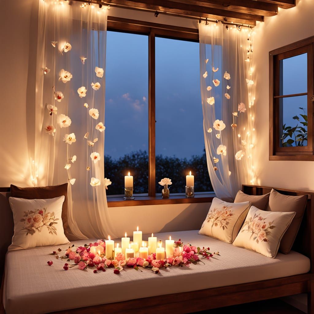 Romantic Candlelit Ambiance in Softly Lit Room