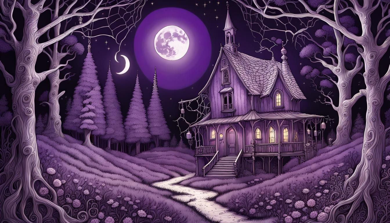 Gothic Storybook Forest in Tim Burton Style