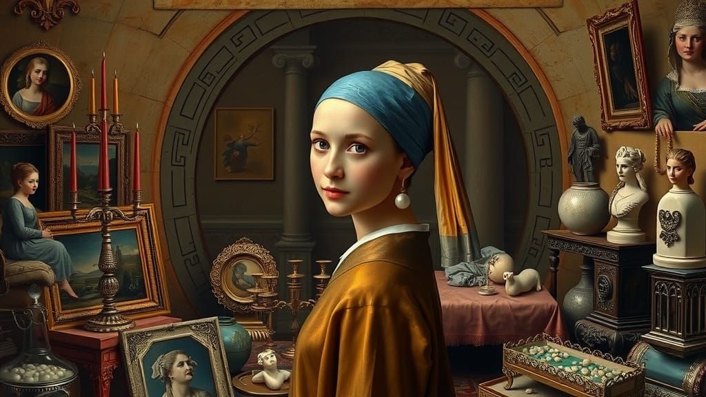 Girl with Pearl Earring in Vault, Vermeer Style