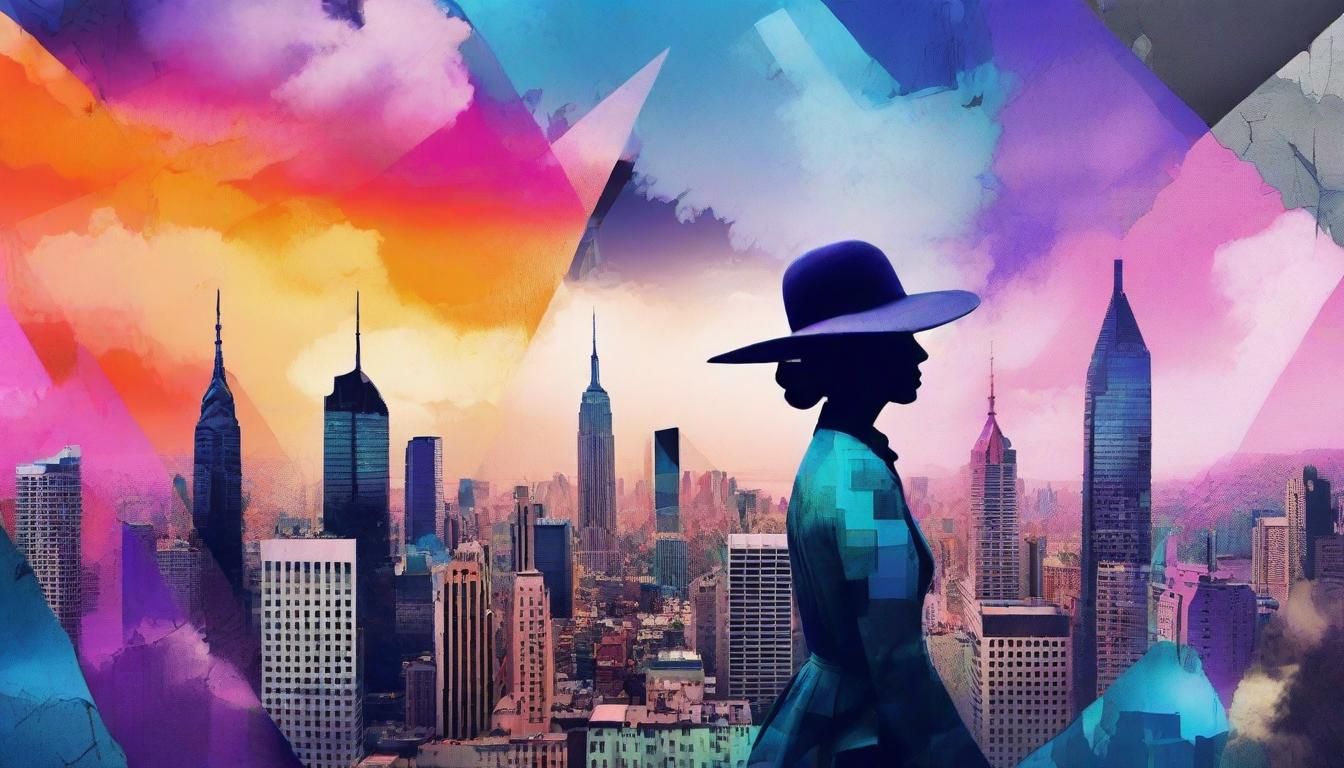 Surreal Cityscape Collage with Geometric Abstraction