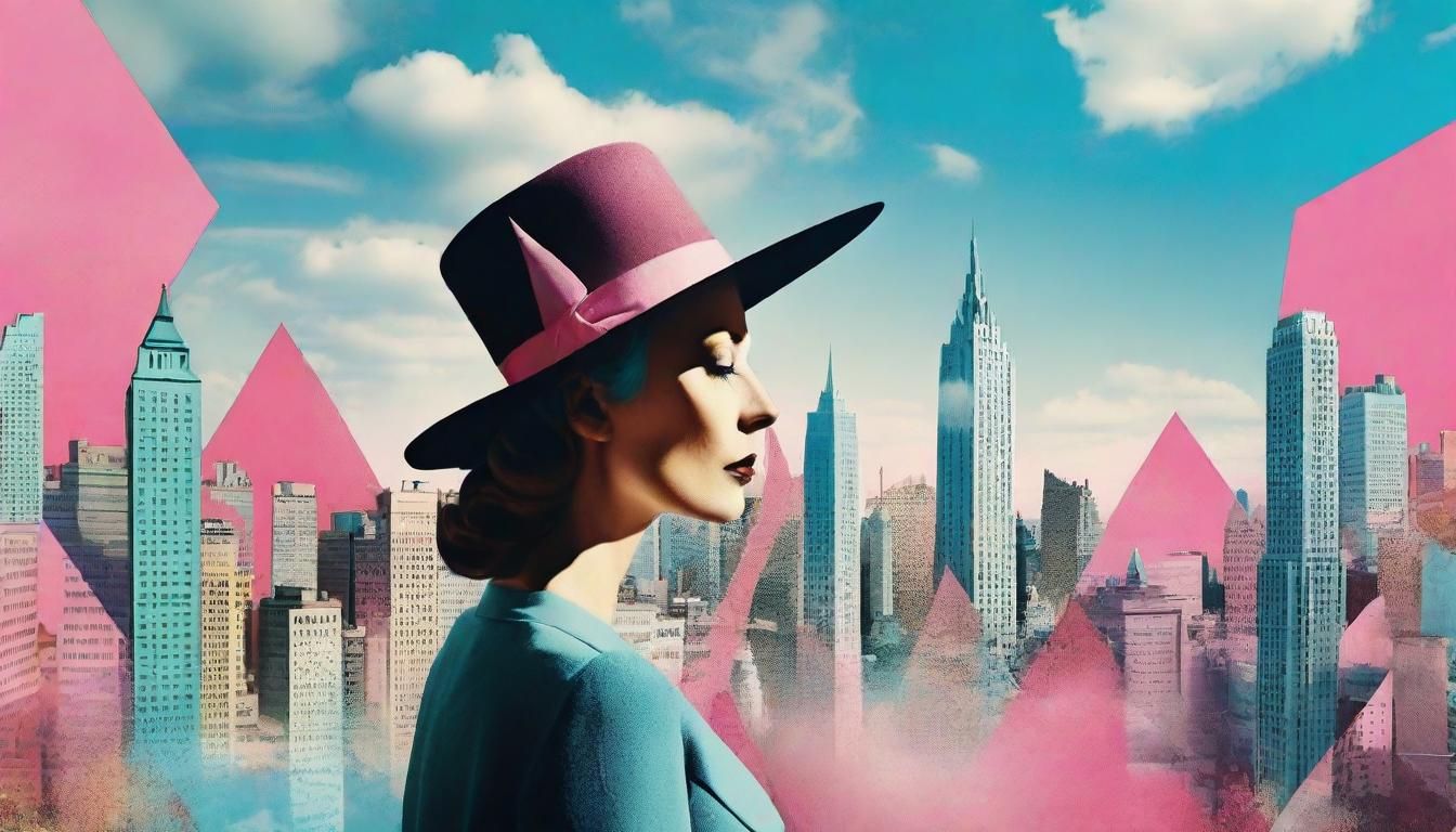 Surreal Collage of Woman Before Abstract Cityscape