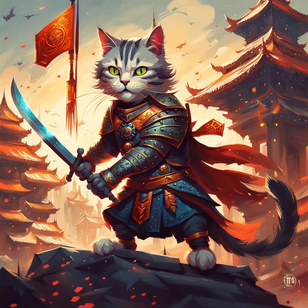 Cat Warrior Digital Illustration