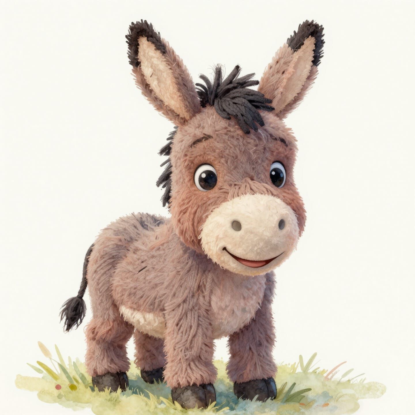 Adorable Yarn Donkey in Children's Storybook Style