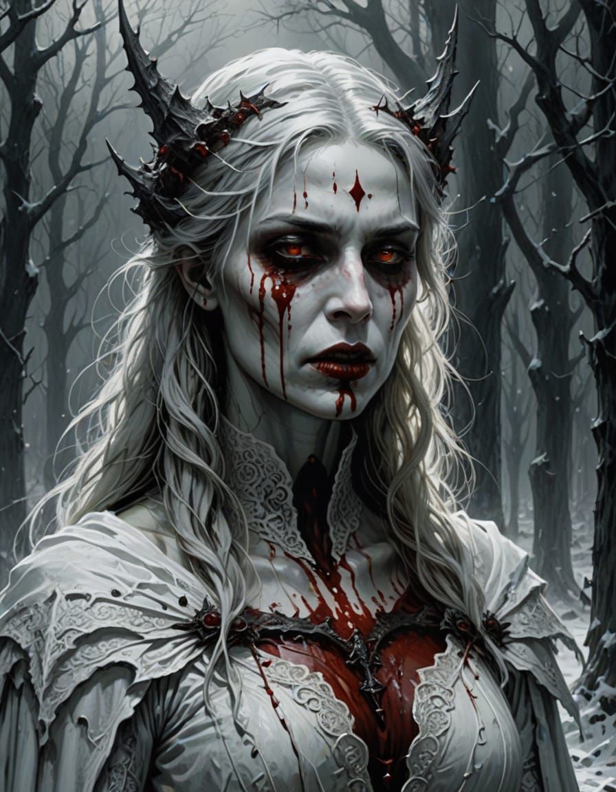 Gothic Vampire Goddess in Winter Solstice Splendor