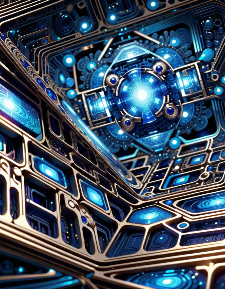 Opalescent Sci-Fi Space Port in Metallic Sapphire