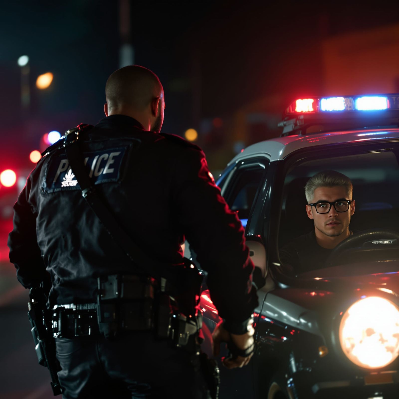 Motorcycle Cop Pulls Over Fearful Driver in Cinematic Style