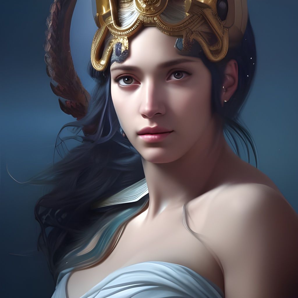 Athena Portrait in Hyperdetailed Digital Art Style