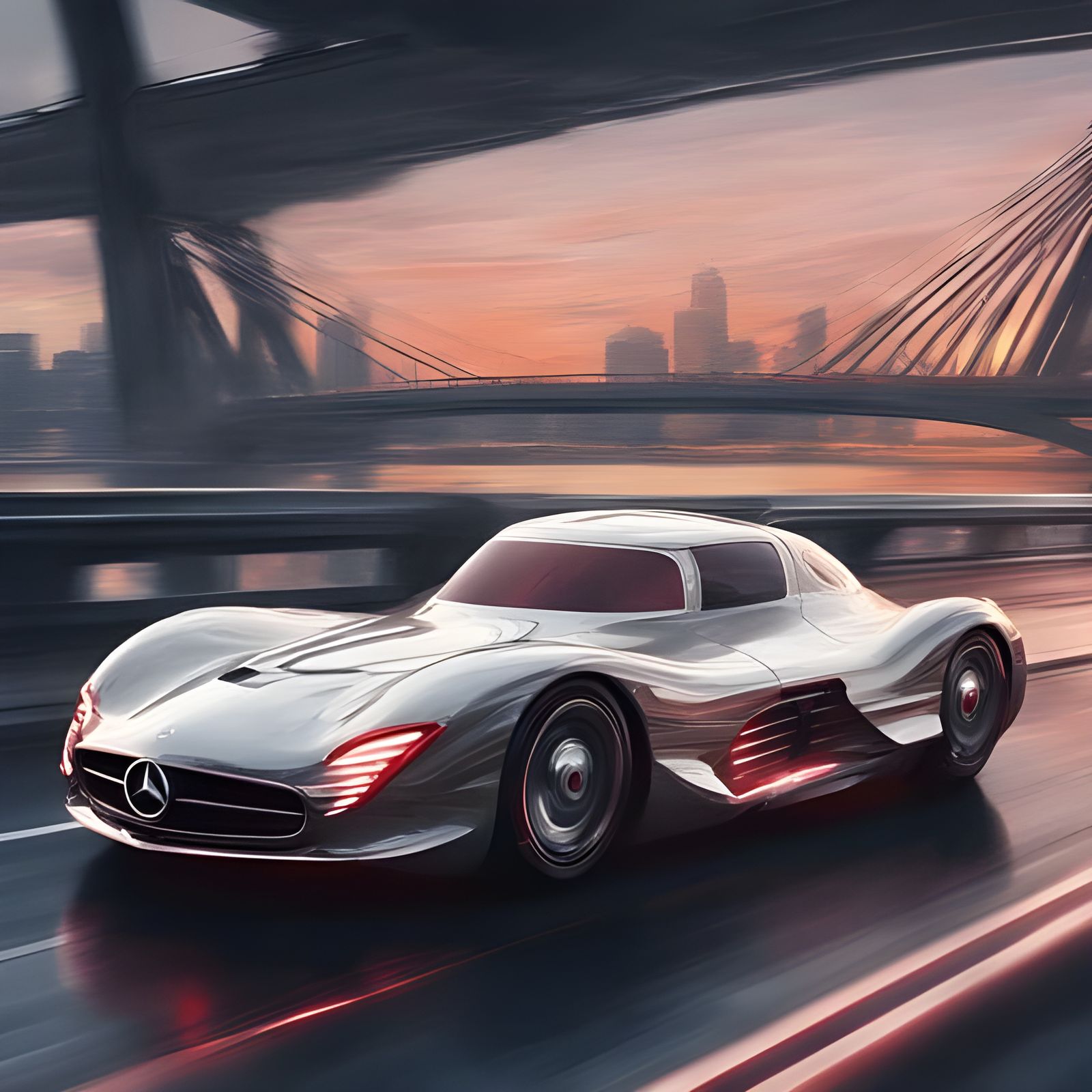 Mercedes-Benz W125 Batmobile Leaping from Bridge