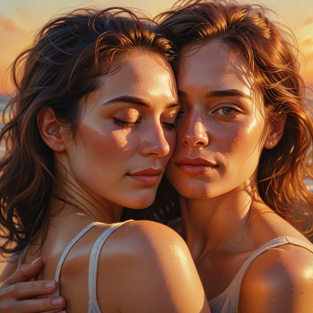 Romantic Portrait of a Woman Embracing Partner