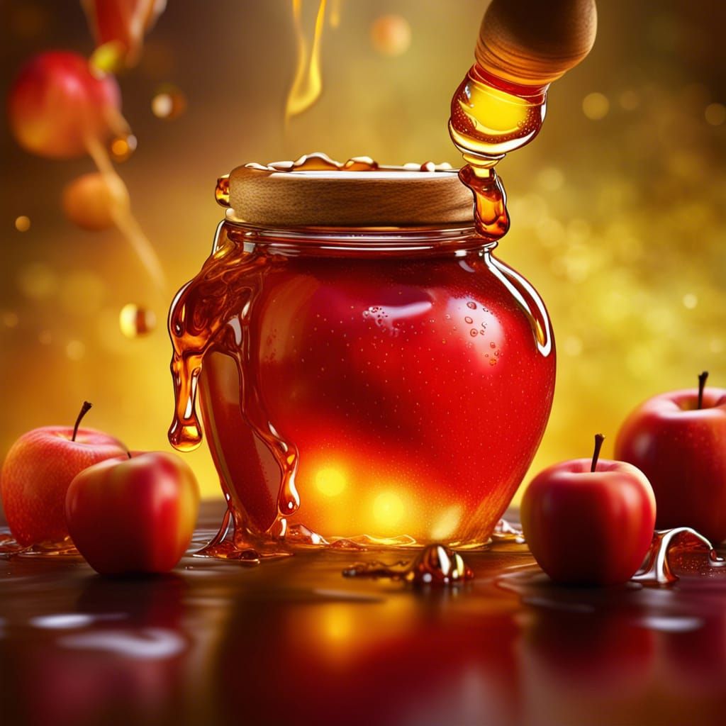 Apple Dipped in Honey: Detailed Matte Painting