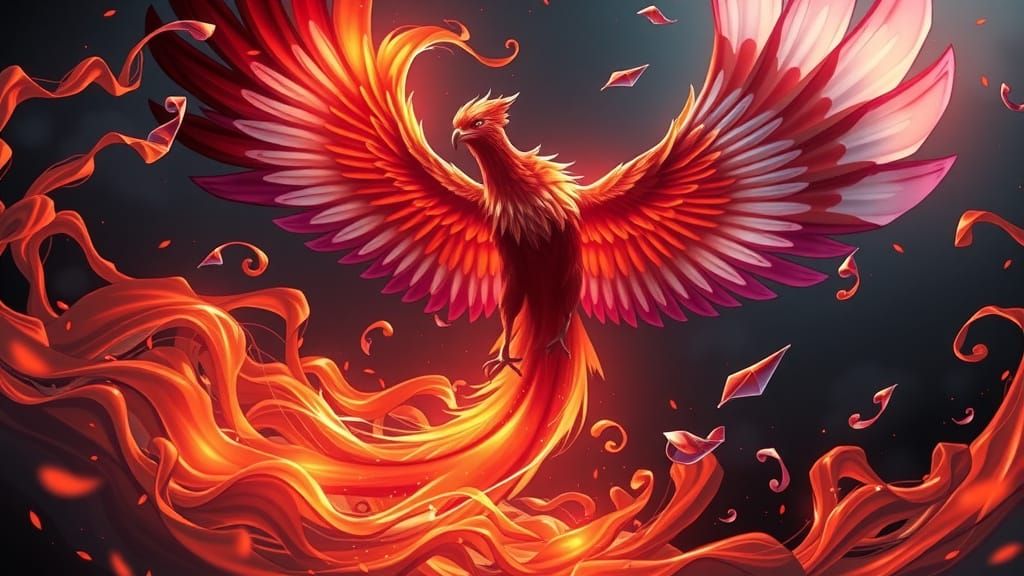 Phoenix Engulfed in Black Flame: Anime Concept Art
