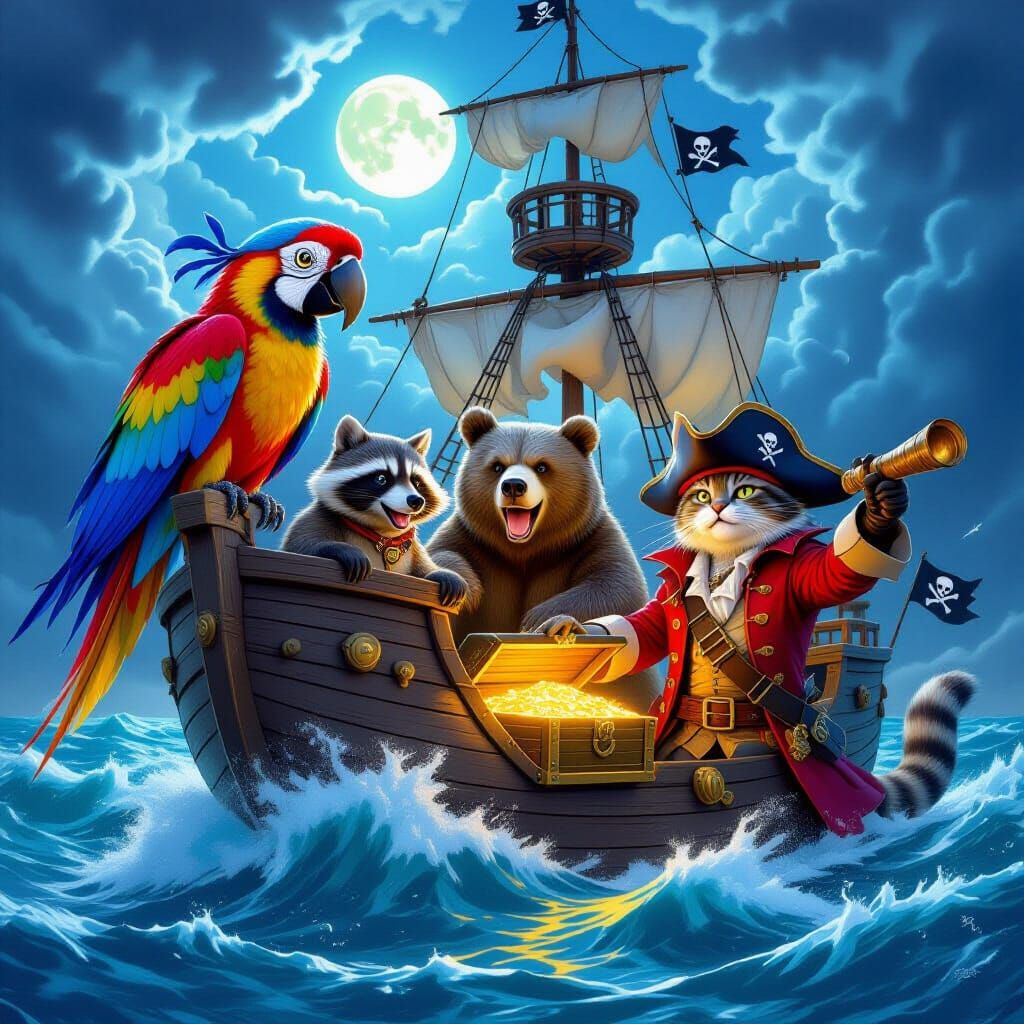 Pirate Animals on a Grand Adventure at Sea