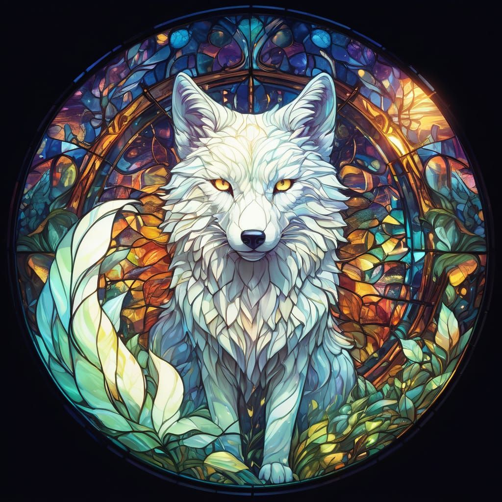 Surreal Stained Glass Masterpiece in Hyper-Realistic Digital...