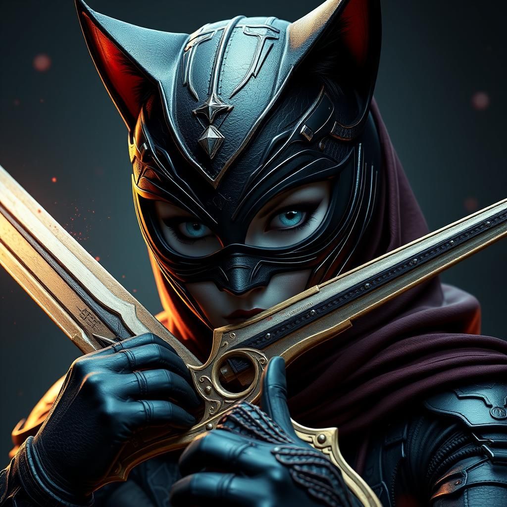 Catwoman with Sword: Detailed Matte Painting