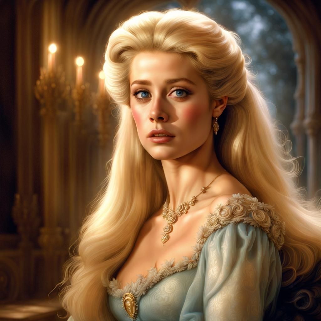 Ethereal Princess with Blonde Hair: 3D Digital Art