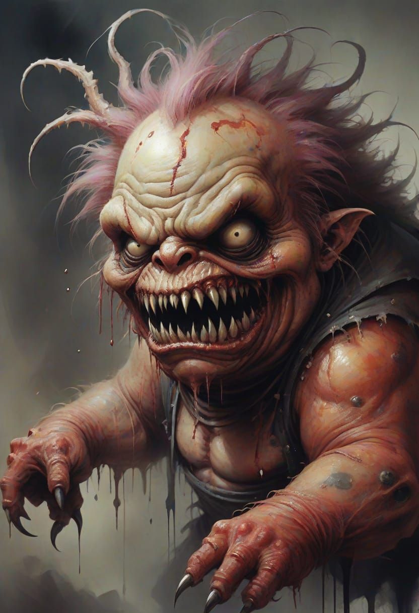 Unusual Fat Monster Portrait in Stephen Gammell Style