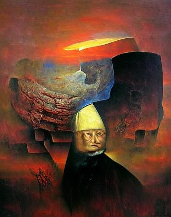 Nightmarish Surreal Landscape in Dark Surrealism Style