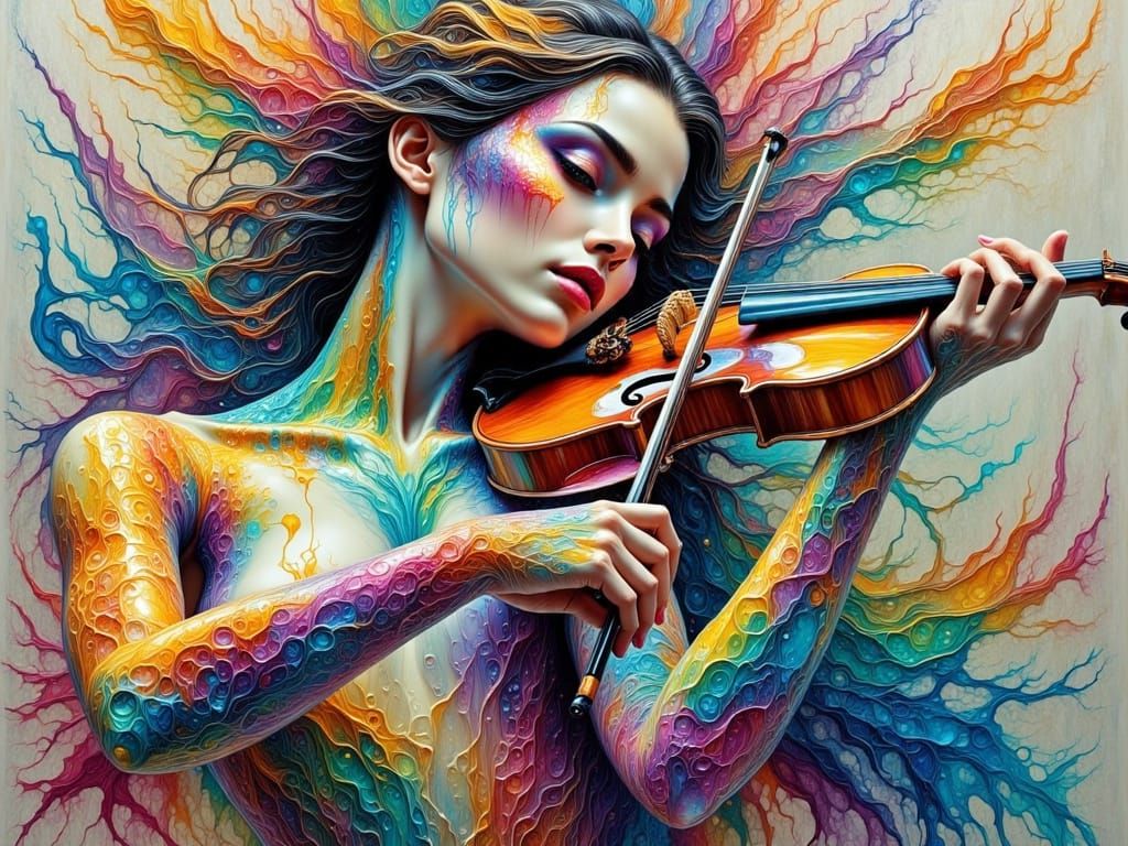 Spectral Glass Dancer Plays Vibrant Violin