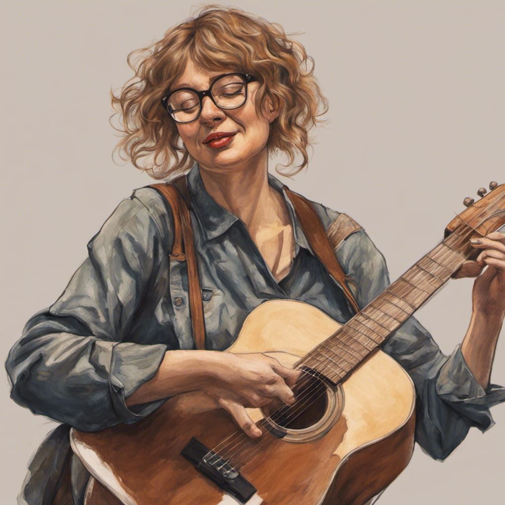 Detailed Drawing of Croatian Woman Singing