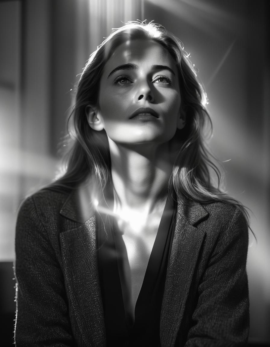 Introspective Portrait in High-Resolution Black and White