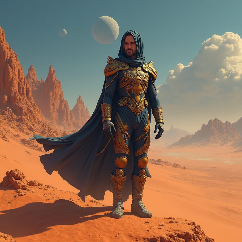 Hero of Arrakis in Sci-Fi Landscape