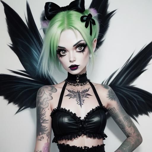 Goth Tinkerbell Tattoo Design in Hyperrealism