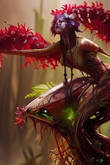 Carnivorous Plant Monster Devouring Prey: Digital Art