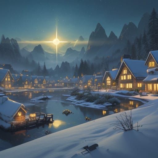 Winter Wonderland in a Festive Meadow Landscape