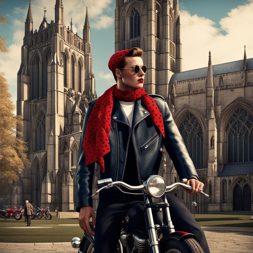 Rockabilly Girl Outside Beverley Minster in 1940s Style